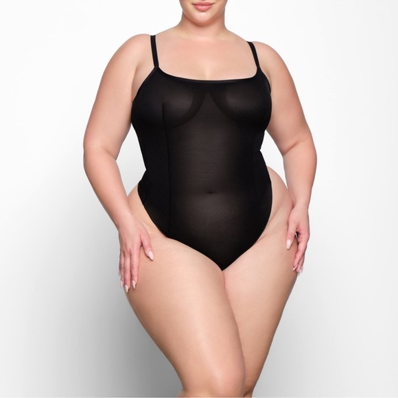 NEW Skims Sheer Sculpt Thong Bodysuit in Onyx Black 2X - Picture 1 of 6